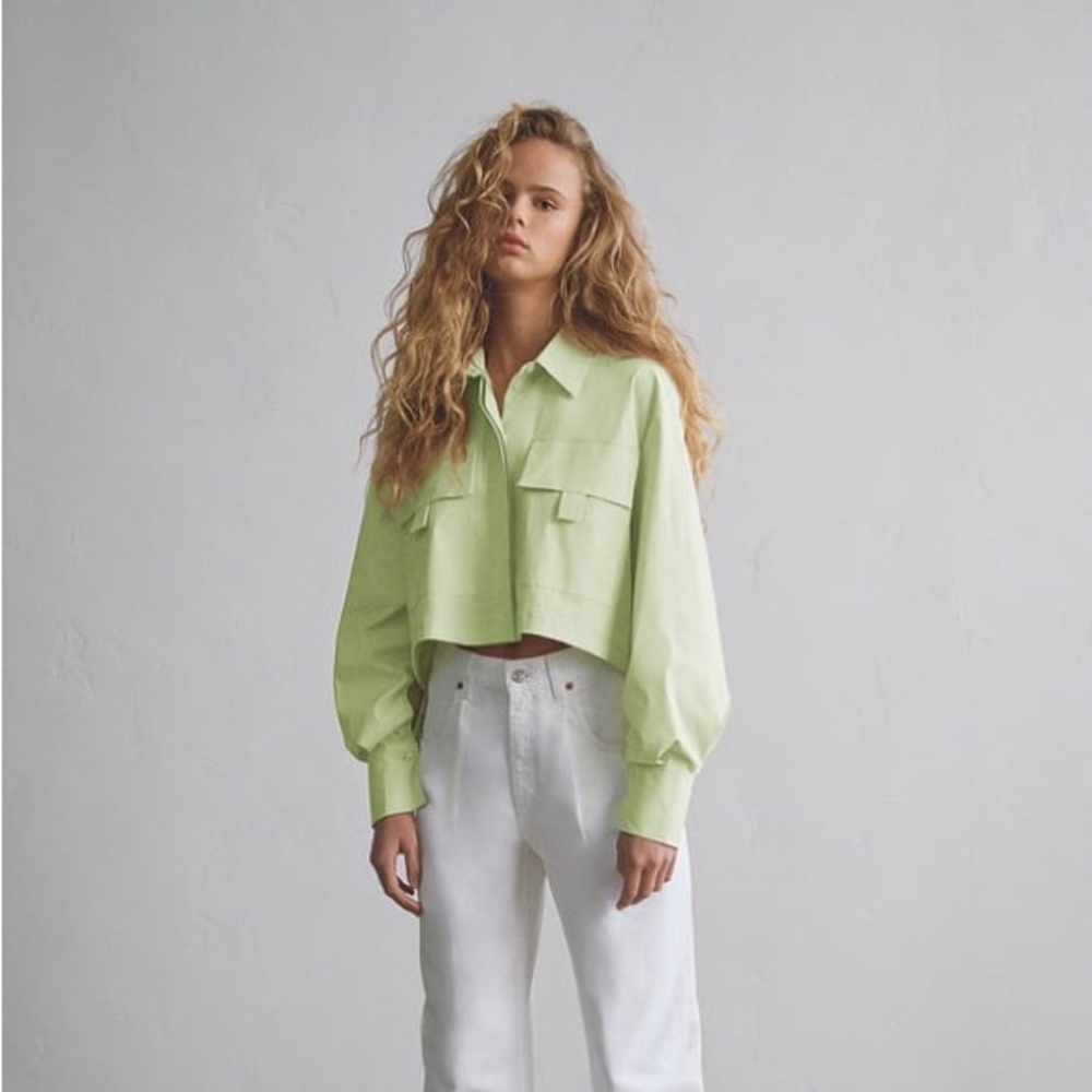 Zara Poplin Shirt with Pockets XS